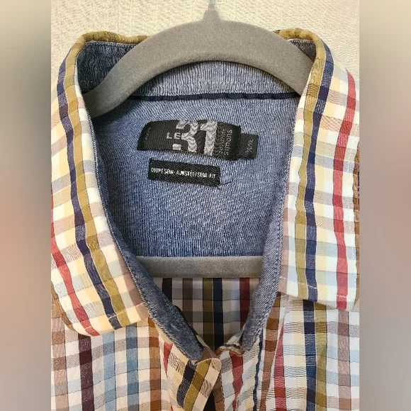 Checker Button Up Collared T-Shirt - Picture 4 of 5